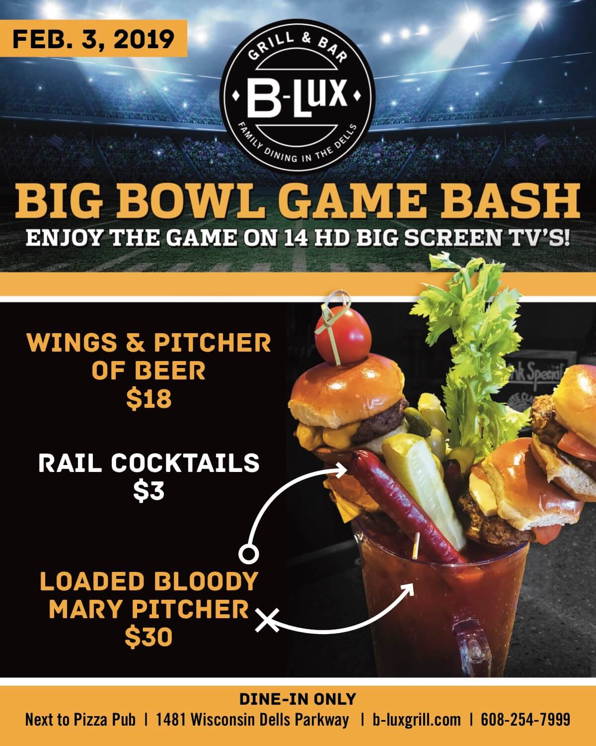 Big Bowl Game Bash BLux Grill & Bar